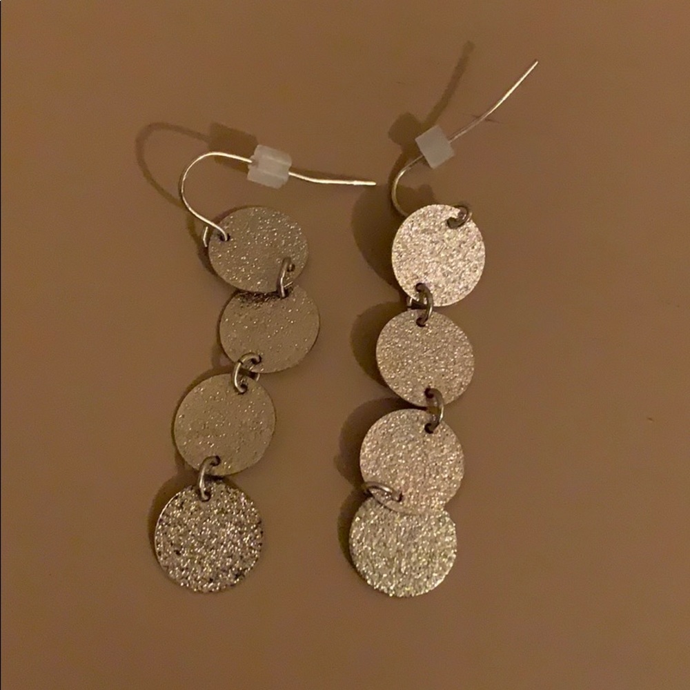 Sparkly Gold Circle Dangle Earrings